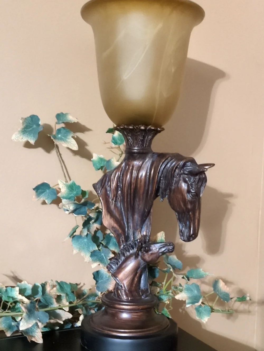 Cracker Barrel Bronze-Toned Horse Head Lantern Lamp